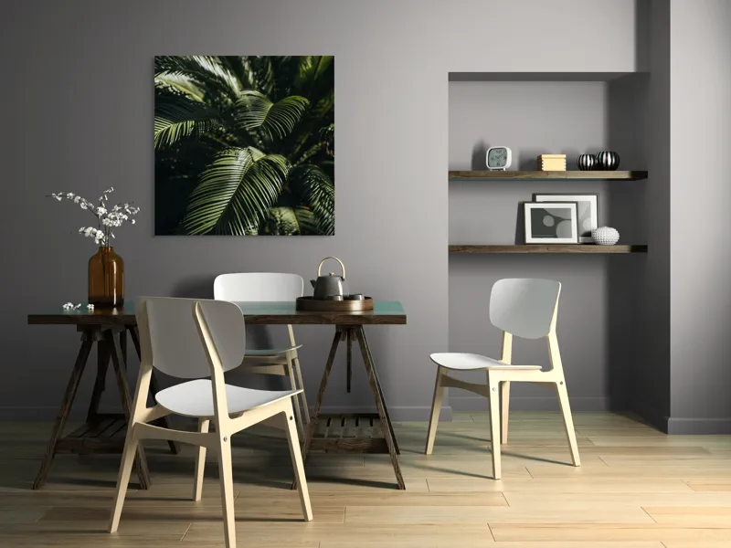 Tablou Canvas, "Frunzele misteriose ale junglelor tropicale", Frumusețe, Lumină, Verdeață, Frunze, Natură, Textură, 100 x 100 cm – poza 6