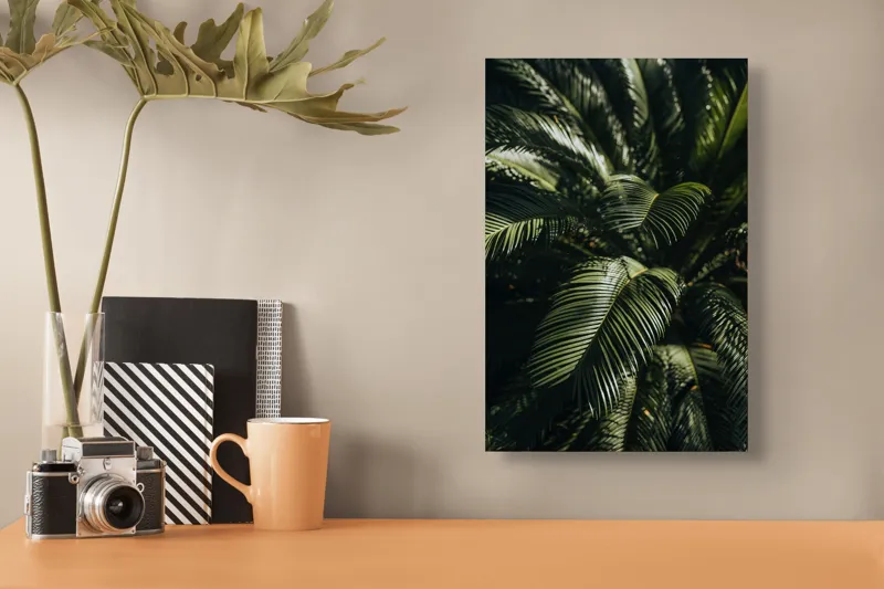 Tablou Canvas, "Frunzele misteriose ale junglelor tropicale", Frumusețe, Lumină, Verdeață, Frunze, Natură, Textură, 26 x 39 cm – poza 3