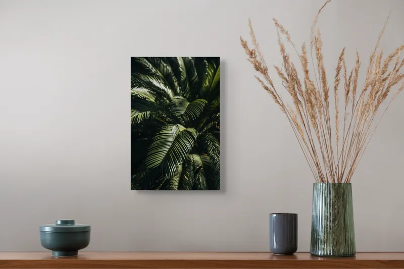 Tablou Canvas, "Frunzele misteriose ale junglelor tropicale", Frumusețe, Lumină, Verdeață, Frunze, Natură, Textură, 26 x 39 cm – poza 5