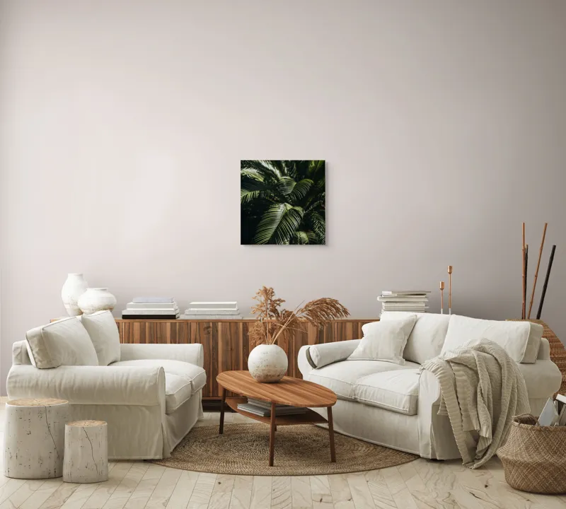 Tablou Canvas, "Frunzele misteriose ale junglelor tropicale", Frumusețe, Lumină, Verdeață, Frunze, Natură, Textură, 50 x 50 cm – poza 7
