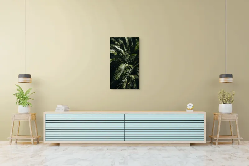 Tablou Canvas, "Frunzele misteriose ale junglelor tropicale", Frumusețe, Lumină, Verdeață, Frunze, Natură, Textură, 50 x 90 cm – poza 6