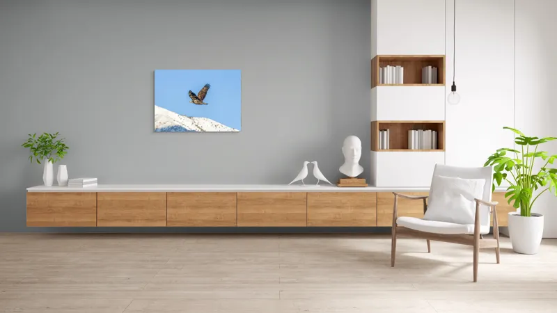 Tablou Canvas, "Vulturul stăpân al cerului albastru", Vultur, Cer, Zbor, Munte, Nevatat, Libertate, Natură, Majestuos, Aripi, Peisaj, 100 x 70 cm – poza 6