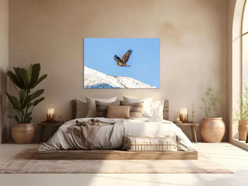 Tablou Canvas, "Vulturul stăpân al cerului albastru", Vultur, Cer, Zbor, Munte, Nevatat, Libertate, Natură, Majestuos, Aripi, Peisaj, 150 x 100 cm – poza 4