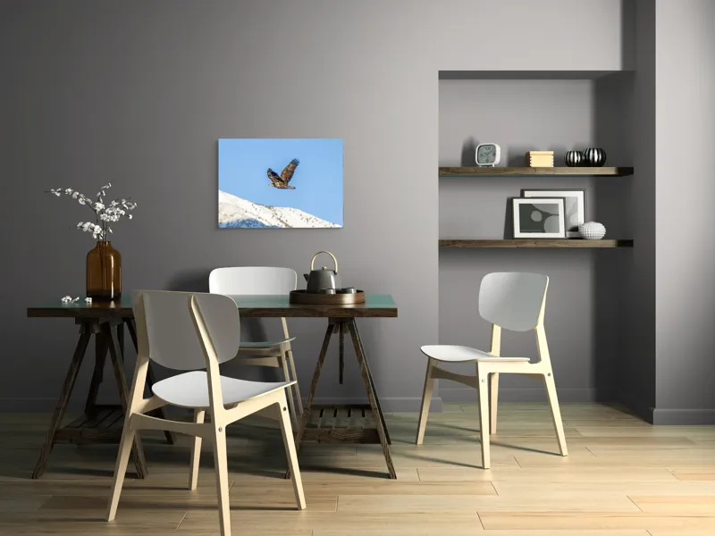 Tablou Canvas, "Vulturul stăpân al cerului albastru", Vultur, Cer, Zbor, Munte, Nevatat, Libertate, Natură, Majestuos, Aripi, Peisaj, 70 x 50 cm – poza 5