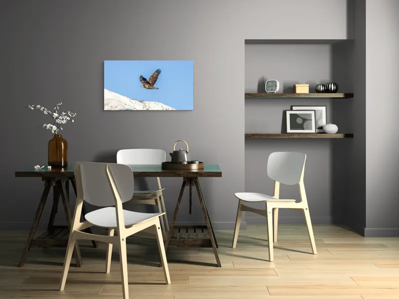 Tablou Canvas, "Vulturul stăpân al cerului albastru", Vultur, Cer, Zbor, Munte, Nevatat, Libertate, Natură, Majestuos, Aripi, Peisaj, 90 x 50 cm – poza 3