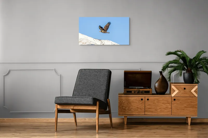 Tablou Canvas, "Vulturul stăpân al cerului albastru", Vultur, Cer, Zbor, Munte, Nevatat, Libertate, Natură, Majestuos, Aripi, Peisaj, 90 x 50 cm – poza 6