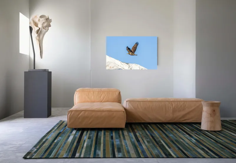 Tablou Canvas, "Vulturul stăpân al cerului albastru", Vultur, Cer, Zbor, Munte, Nevatat, Libertate, Natură, Majestuos, Aripi, Peisaj, 90 x 50 cm – poza 8