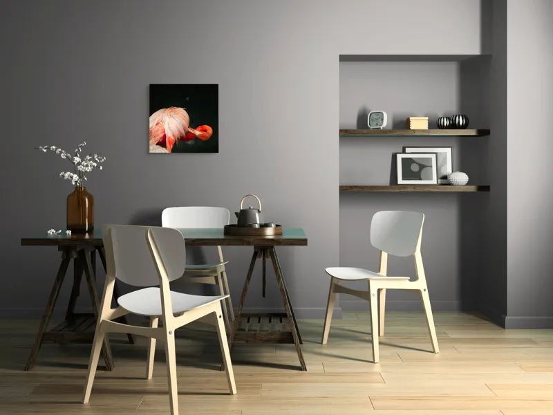 Tablou Canvas, "Flamingo în moment de reflecție rozalie", Penaj, Flamingo, Eleganță, Roz, Acceptabilă, 50 x 50 cm – poza 8