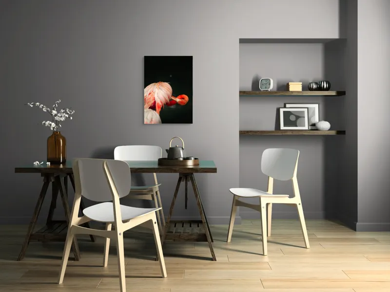 Tablou Canvas, "Flamingo în moment de reflecție rozalie", Penaj, Flamingo, Eleganță, Roz, Acceptabilă, 50 x 70 cm – poza 5