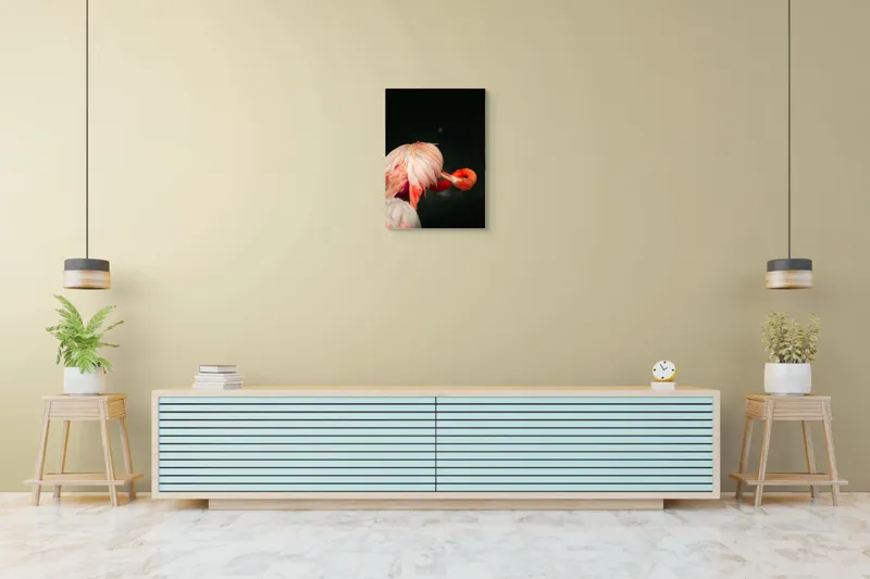 Tablou Canvas, "Flamingo în moment de reflecție rozalie", Penaj, Flamingo, Eleganță, Roz, Acceptabilă, 50 x 70 cm – poza 6