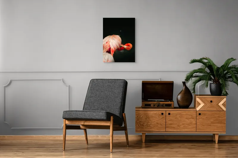 Tablou Canvas, "Flamingo în moment de reflecție rozalie", Penaj, Flamingo, Eleganță, Roz, Acceptabilă, 50 x 70 cm – poza 8