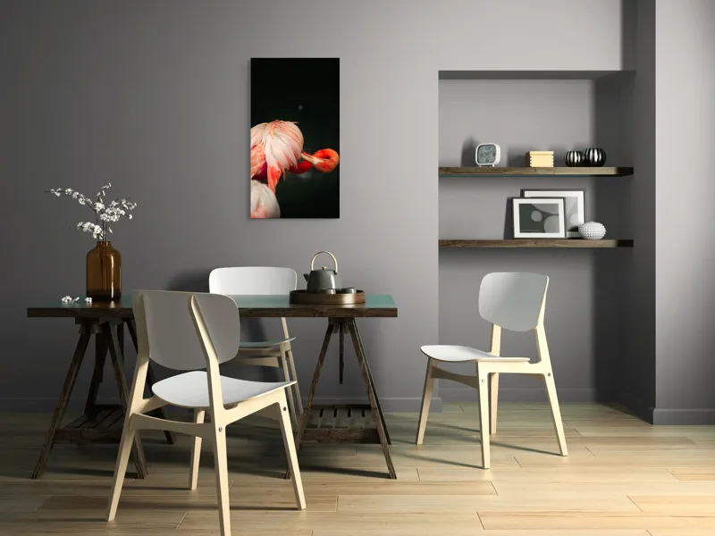 Tablou Canvas, "Flamingo în moment de reflecție rozalie", Penaj, Flamingo, Eleganță, Roz, Acceptabilă, 50 x 90 cm – poza 4