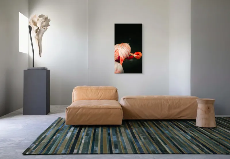 Tablou Canvas, "Flamingo în moment de reflecție rozalie", Penaj, Flamingo, Eleganță, Roz, Acceptabilă, 50 x 90 cm – poza 5