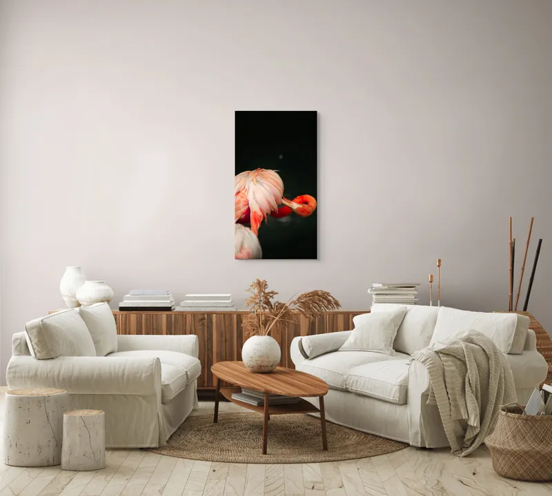 Tablou Canvas, "Flamingo în moment de reflecție rozalie", Penaj, Flamingo, Eleganță, Roz, Acceptabilă, 50 x 90 cm – poza 7