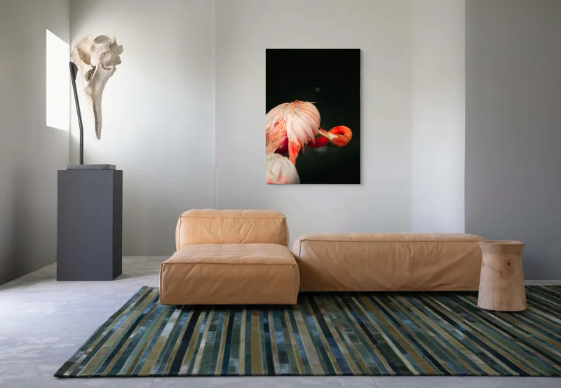 Tablou Canvas, "Flamingo în moment de reflecție rozalie", Penaj, Flamingo, Eleganță, Roz, Acceptabilă, 70 x 100 cm – poza 7