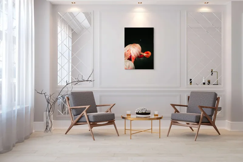 Tablou Canvas, "Flamingo în moment de reflecție rozalie", Penaj, Flamingo, Eleganță, Roz, Acceptabilă, 70 x 100 cm – poza 8