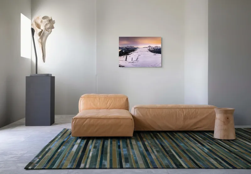 Tablou Canvas, "Tăcerea iernii în lumina amurgului", Munți, Zăpadă, Cer, Lumini, Apus, Vârfuri, Peisaj, Iarnă, Culoare, Panorama, 70 x 50 cm – poza 8