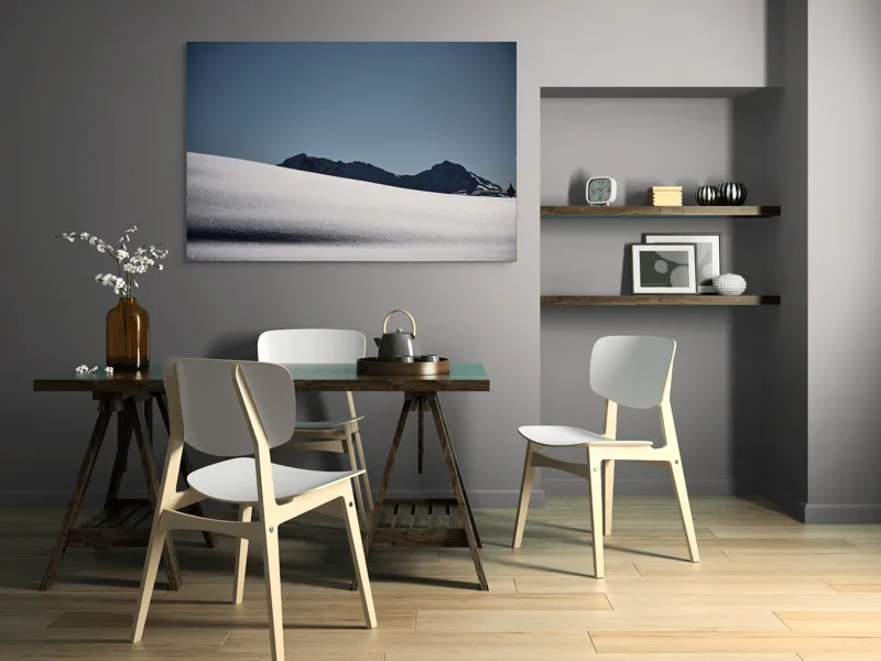 Tablou Canvas, "Liniște albă în munții îndepărtați", Zăpadă, Munte, Cer, Strălucire, Tranquilitate., 150 x 100 cm – poza 5