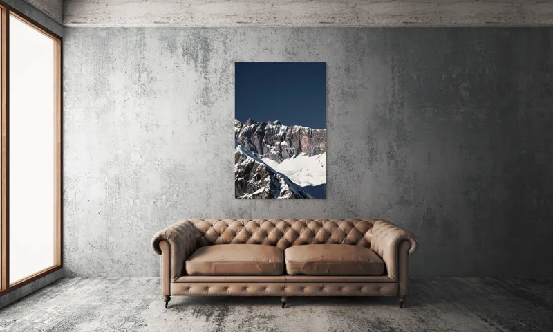 Tablou Canvas, "Munții în tăcere sub cerul albastru", Măreție, Albețe, Stânci, Răsărit, Imensitate, Contrast, Podoabă, Splendoare, 100 x 150 cm – poza 6