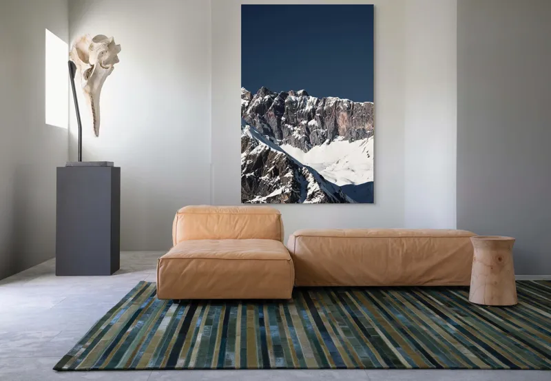 Tablou Canvas, "Munții în tăcere sub cerul albastru", Măreție, Albețe, Stânci, Răsărit, Imensitate, Contrast, Podoabă, Splendoare, 100 x 150 cm – poza 7