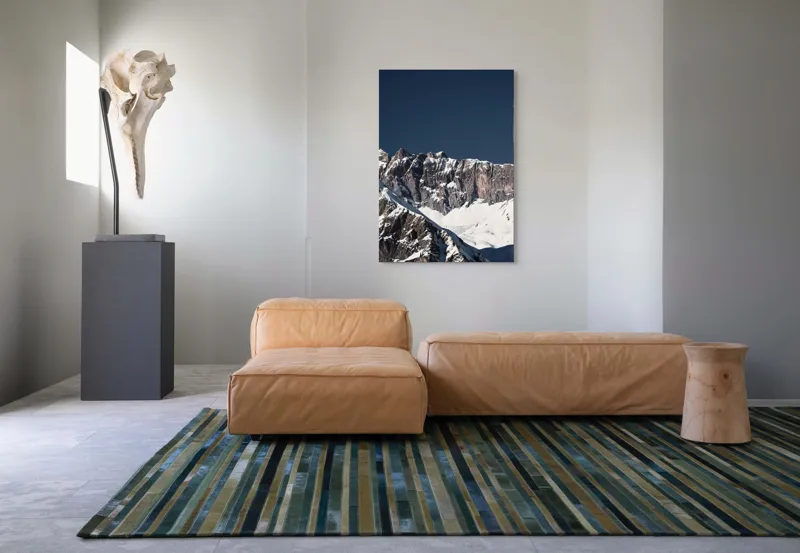 Tablou Canvas, "Munții în tăcere sub cerul albastru", Măreție, Albețe, Stânci, Răsărit, Imensitate, Contrast, Podoabă, Splendoare, 70 x 100 cm – poza 7