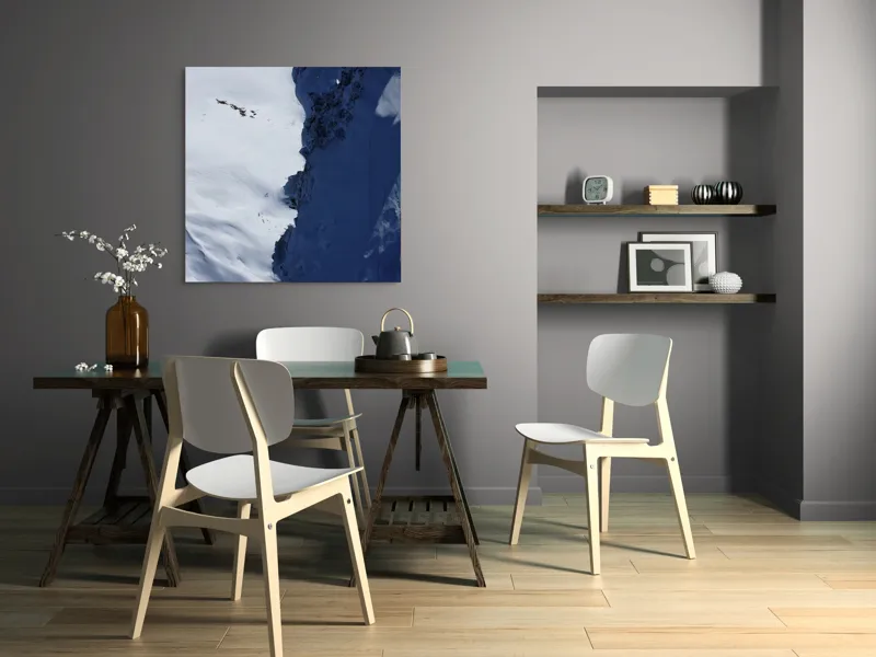 Tablou Canvas, "Umbre dramatice pe crestele înzăpezite", Zăpadă, Umbre, Rocă, Alpin, Frig, Abrupt, Culoare, Contrast., 100 x 100 cm – poza 6