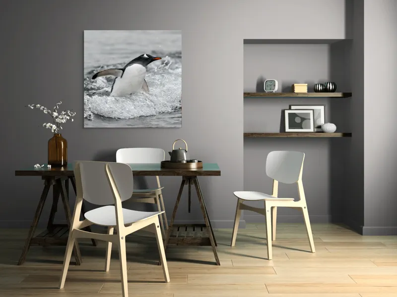 Tablou Canvas, "Pinguin înotând printre valuri reci", Penguin, Water, Splashing, Motion, Ocean, Nature, Wildlife, 100 x 100 cm – poza 6