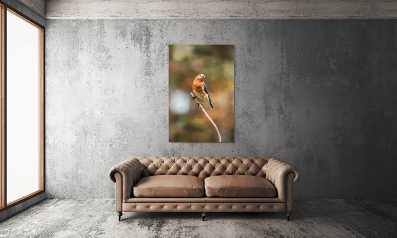 Tablou Canvas, "Pasărea contemplativă pe creangă elegantă", Pasăre, Ramură, Natură, Penaj, Contemplare, Serenitate, Frumusețe, Echilibru, 100 x 150 cm – poza 6