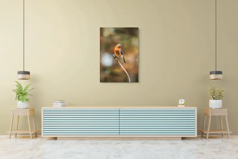 Tablou Canvas, "Pasărea contemplativă pe creangă elegantă", Pasăre, Ramură, Natură, Penaj, Contemplare, Serenitate, Frumusețe, Echilibru, 70 x 100 cm – poza 5