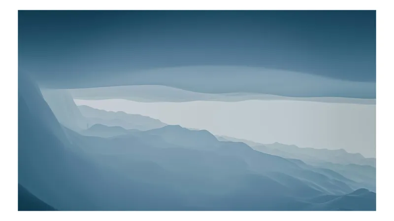 Tablou Canvas, "Pădure de ceață albastră liniștită", Albastru, Linii, Valuri, Așternut, Eteric, Abstracție, Calm, Infinit, Subtilitate, Răceală, 54 x 39 cm