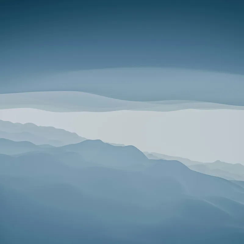 Tablou Canvas, "Pădure de ceață albastră liniștită", Albastru, Linii, Valuri, Așternut, Eteric, Abstracție, Calm, Infinit, Subtilitate, Răceală, 100 x 100 cm – poza 2
