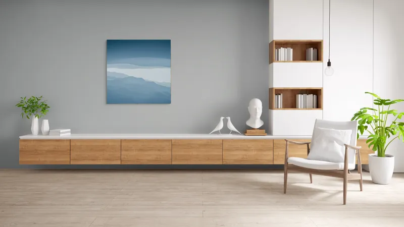 Tablou Canvas, "Pădure de ceață albastră liniștită", Albastru, Linii, Valuri, Așternut, Eteric, Abstracție, Calm, Infinit, Subtilitate, Răceală, 100 x 100 cm – poza 8