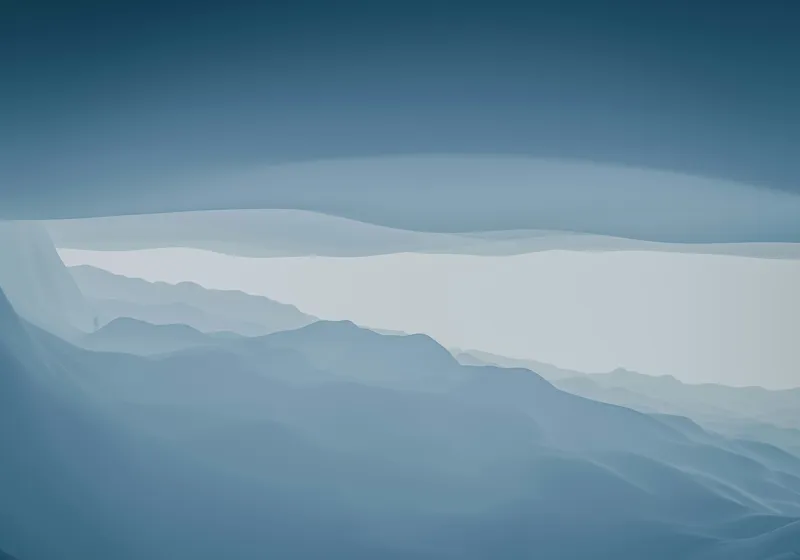 Tablou Canvas, "Pădure de ceață albastră liniștită", Albastru, Linii, Valuri, Așternut, Eteric, Abstracție, Calm, Infinit, Subtilitate, Răceală, 100 x 70 cm – poza 2