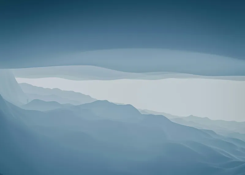 Tablou Canvas, "Pădure de ceață albastră liniștită", Albastru, Linii, Valuri, Așternut, Eteric, Abstracție, Calm, Infinit, Subtilitate, Răceală, 70 x 50 cm – poza 2