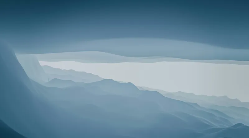 Tablou Canvas, "Pădure de ceață albastră liniștită", Albastru, Linii, Valuri, Așternut, Eteric, Abstracție, Calm, Infinit, Subtilitate, Răceală, 90 x 50 cm – poza 2