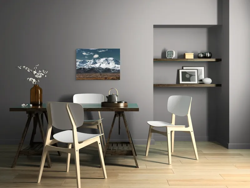 Tablou Canvas, "Vârfuri înzăpezite sub cer senin", Majestuoase, Montane, Zăpadă, Nori, Tranquil, Peisaj, Natură, Vârfuri, 70 x 50 cm – poza 5