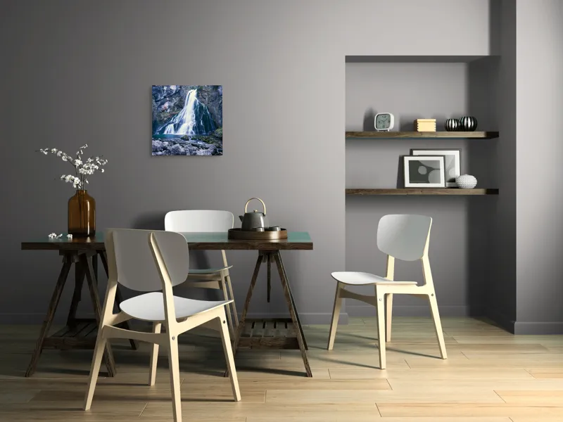 Tablou Canvas, "Cascadă încântătoare în inima muntelui", Cascadă, Roci, Apă, Vegetație, Natură, Munți, Licheni, Frumusețe, Răcoritor, Pădure., 50 x 50 cm – poza 8