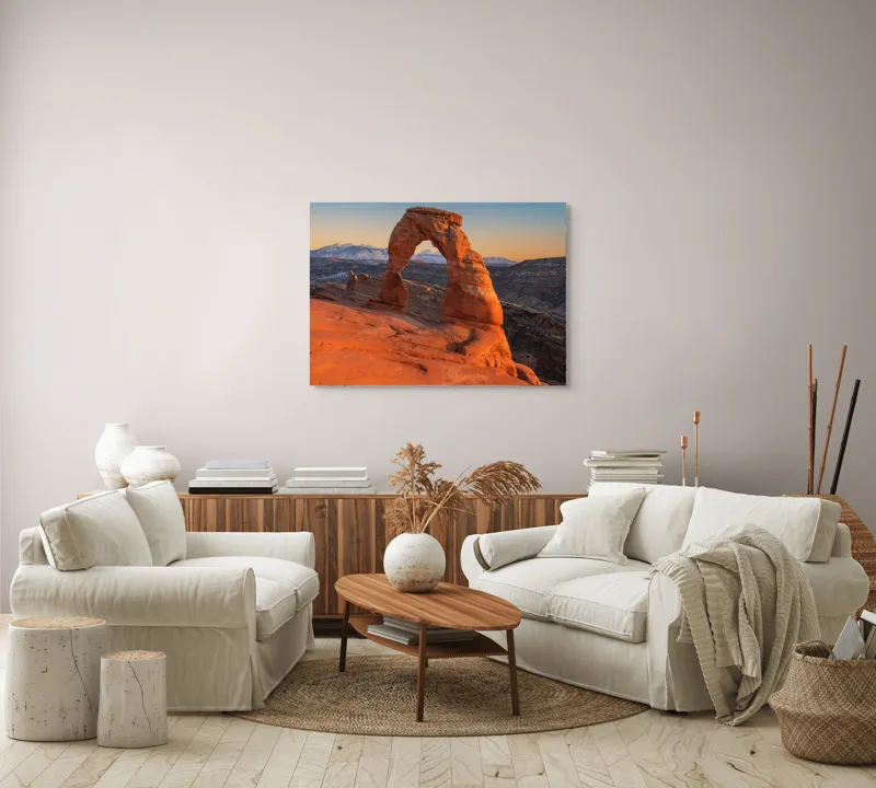 Tablou Canvas, "Arcul de piatră în amurg", Arc, Roca, Apus, Peisaj, Munte, Deșert, Culoare, Natură, Formă, Orizont, 100 x 70 cm – poza 3