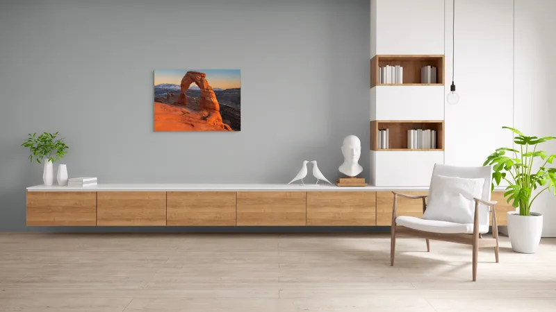 Tablou Canvas, "Arcul de piatră în amurg", Arc, Roca, Apus, Peisaj, Munte, Deșert, Culoare, Natură, Formă, Orizont, 100 x 70 cm – poza 6