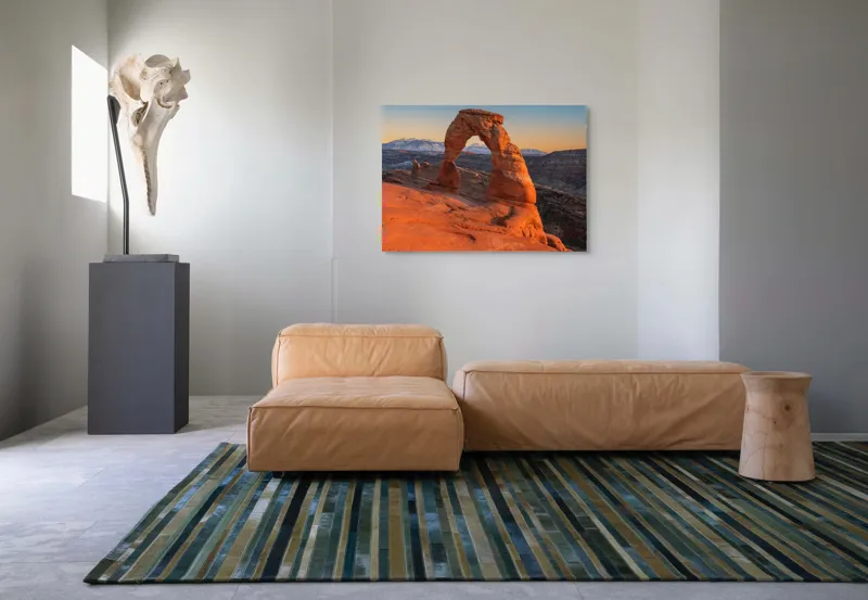 Tablou Canvas, "Arcul de piatră în amurg", Arc, Roca, Apus, Peisaj, Munte, Deșert, Culoare, Natură, Formă, Orizont, 100 x 70 cm – poza 7