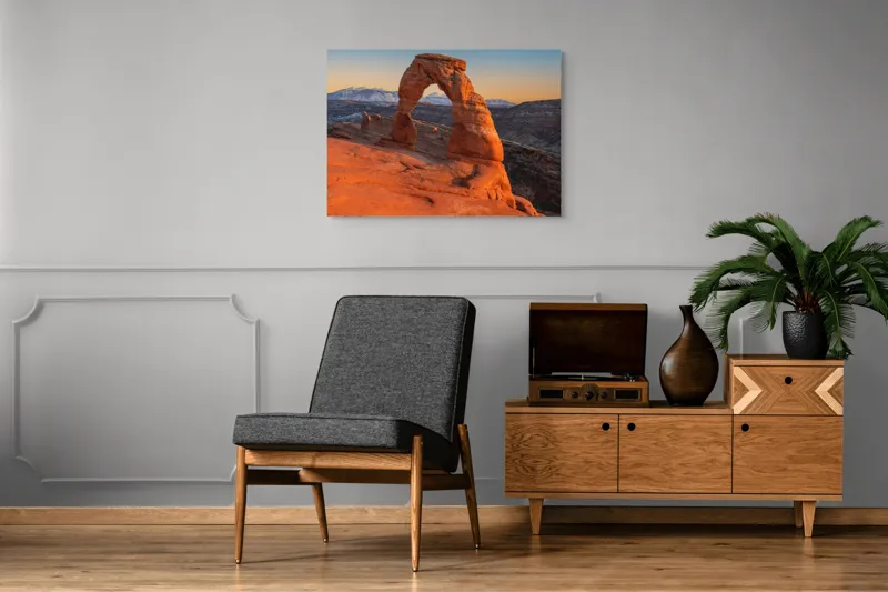 Tablou Canvas, "Arcul de piatră în amurg", Arc, Roca, Apus, Peisaj, Munte, Deșert, Culoare, Natură, Formă, Orizont, 100 x 70 cm – poza 8