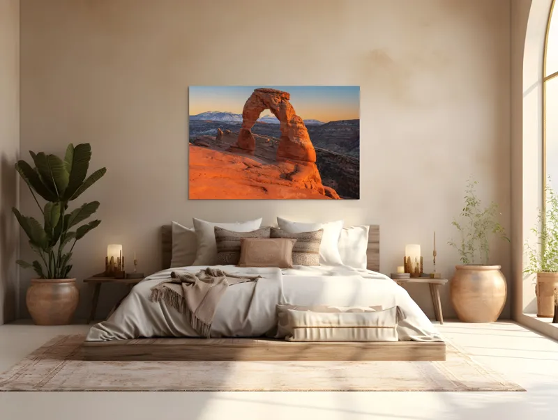 Tablou Canvas, "Arcul de piatră în amurg", Arc, Roca, Apus, Peisaj, Munte, Deșert, Culoare, Natură, Formă, Orizont, 150 x 100 cm – poza 4