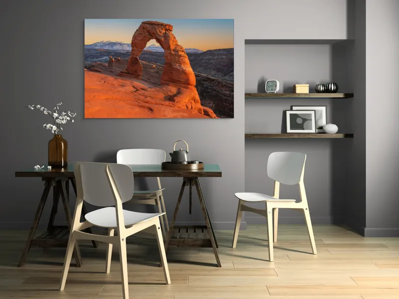 Tablou Canvas, "Arcul de piatră în amurg", Arc, Roca, Apus, Peisaj, Munte, Deșert, Culoare, Natură, Formă, Orizont, 150 x 100 cm – poza 5