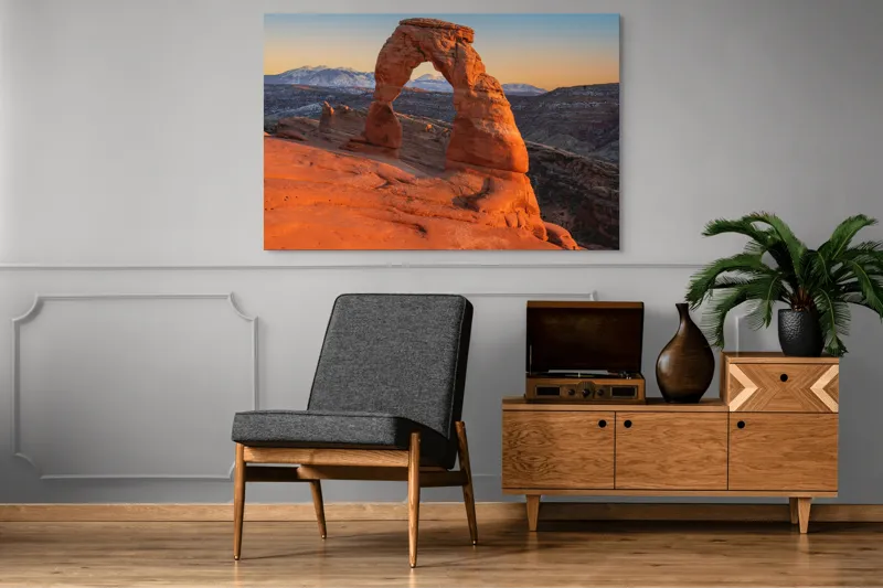 Tablou Canvas, "Arcul de piatră în amurg", Arc, Roca, Apus, Peisaj, Munte, Deșert, Culoare, Natură, Formă, Orizont, 150 x 100 cm – poza 8