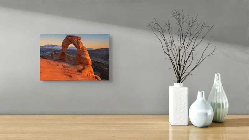 Tablou Canvas, "Arcul de piatră în amurg", Arc, Roca, Apus, Peisaj, Munte, Deșert, Culoare, Natură, Formă, Orizont, 39 x 26 cm – poza 8