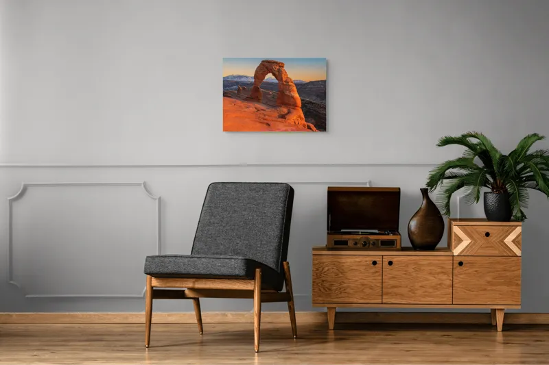 Tablou Canvas, "Arcul de piatră în amurg", Arc, Roca, Apus, Peisaj, Munte, Deșert, Culoare, Natură, Formă, Orizont, 70 x 50 cm – poza 4