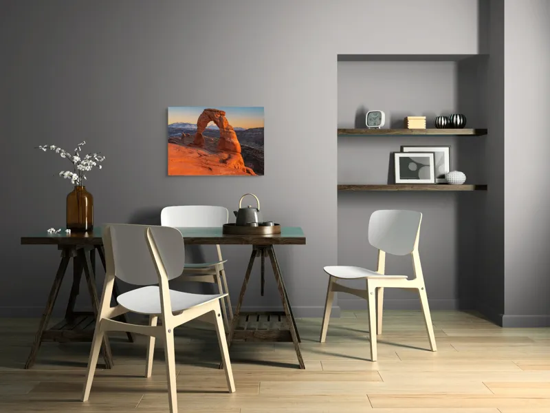 Tablou Canvas, "Arcul de piatră în amurg", Arc, Roca, Apus, Peisaj, Munte, Deșert, Culoare, Natură, Formă, Orizont, 70 x 50 cm – poza 5