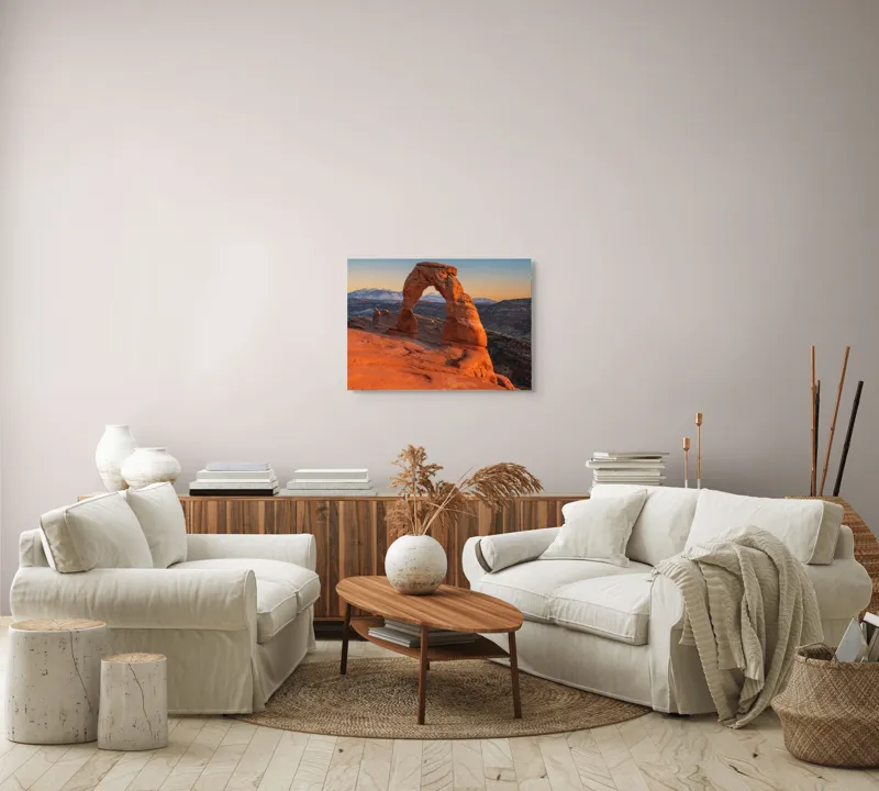 Tablou Canvas, "Arcul de piatră în amurg", Arc, Roca, Apus, Peisaj, Munte, Deșert, Culoare, Natură, Formă, Orizont, 70 x 50 cm – poza 6