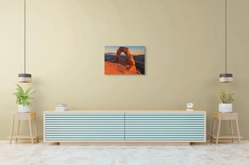Tablou Canvas, "Arcul de piatră în amurg", Arc, Roca, Apus, Peisaj, Munte, Deșert, Culoare, Natură, Formă, Orizont, 70 x 50 cm – poza 7