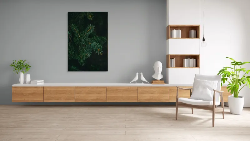 Tablou Canvas, "Crenguțe de brad în întuneric", Ace, Verde, Frunziș, Întuneric, Natură, Detaliu, Textură, Calm, Mușchi, Organic, 100 x 150 cm – poza 8
